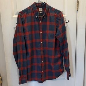 GAP Men's Navy and Red Checkered Shirt